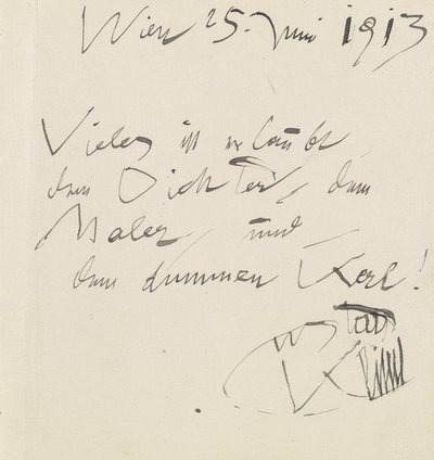 Album Page with Handwritten Aphorism and Signature by Gustav Klimt